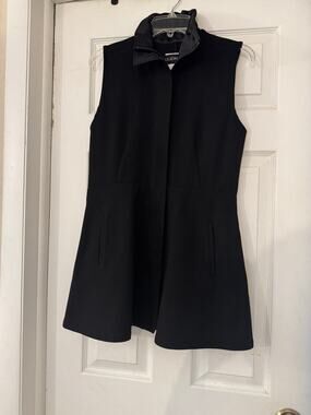 TALK OF THE WALK Black Fit & Flare Longline Peplum Vest Tunic Jacket – Size S